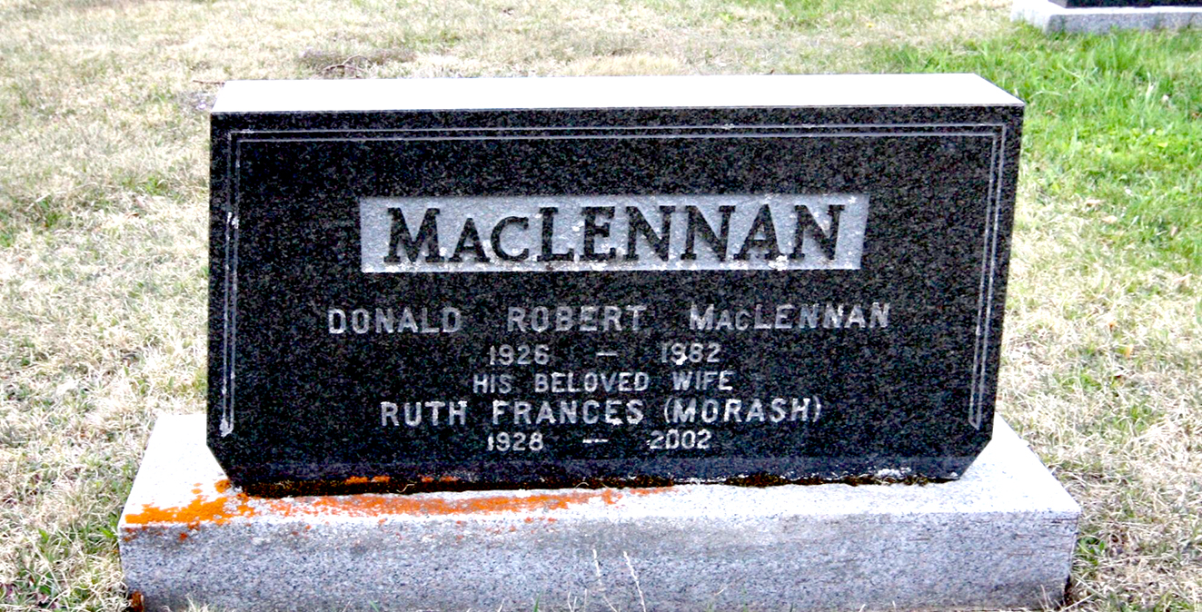 Photo of headstones/Donald Robert MacLennan 1926-1982 Penobsquis Pioneer cem NB